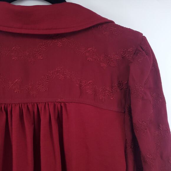 Vanessa Virginia Lenora Vintage Inspired Boho Floral Embroidered Tie Front Top S - Picture 14 of 16